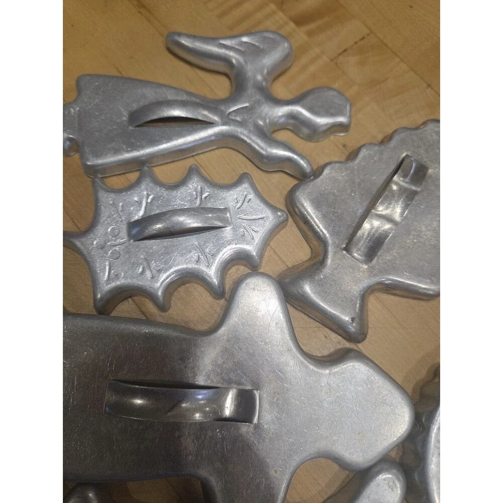 Lot of 11 Vintage Aluminum Cookie Cutters - Holiday Shapes & Arch Handles
